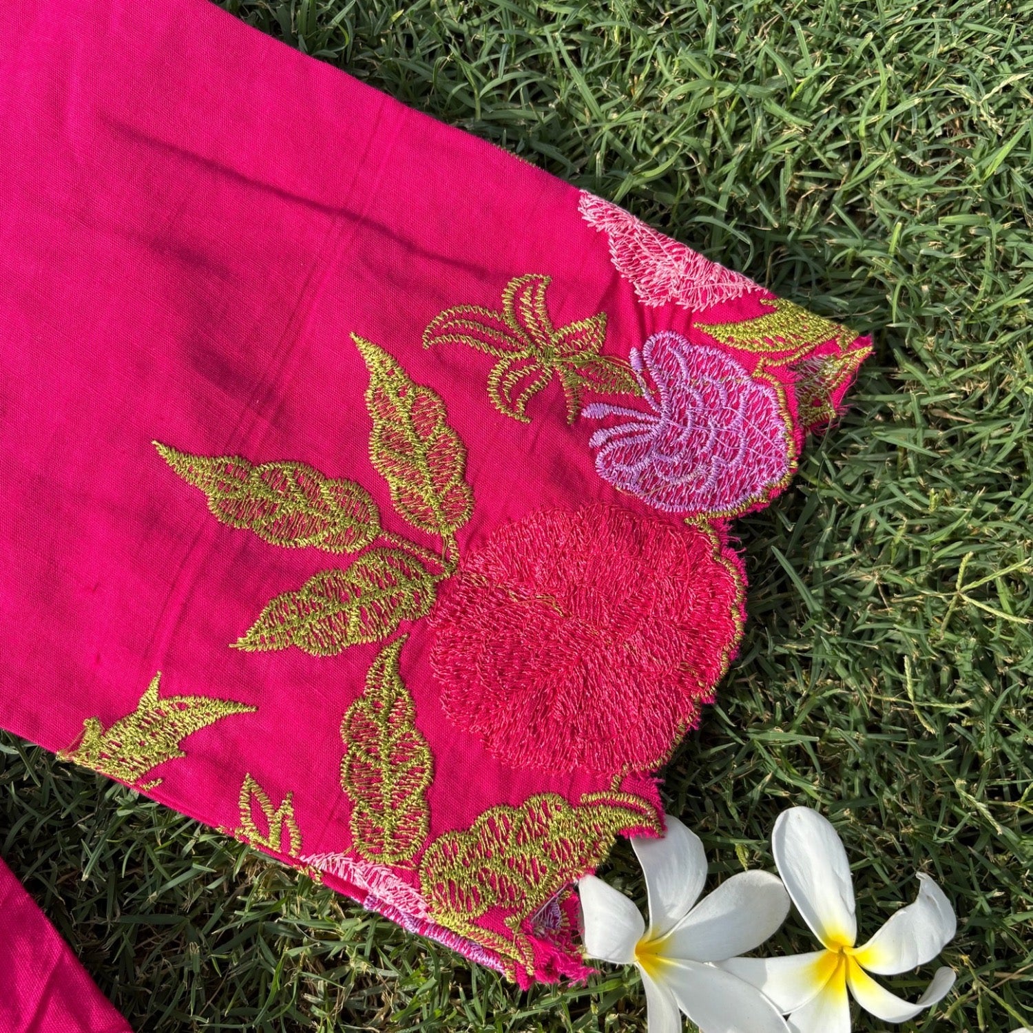 Rani Pink Pure Cotton Embroidered Co-ord Set With Printex Work For Women