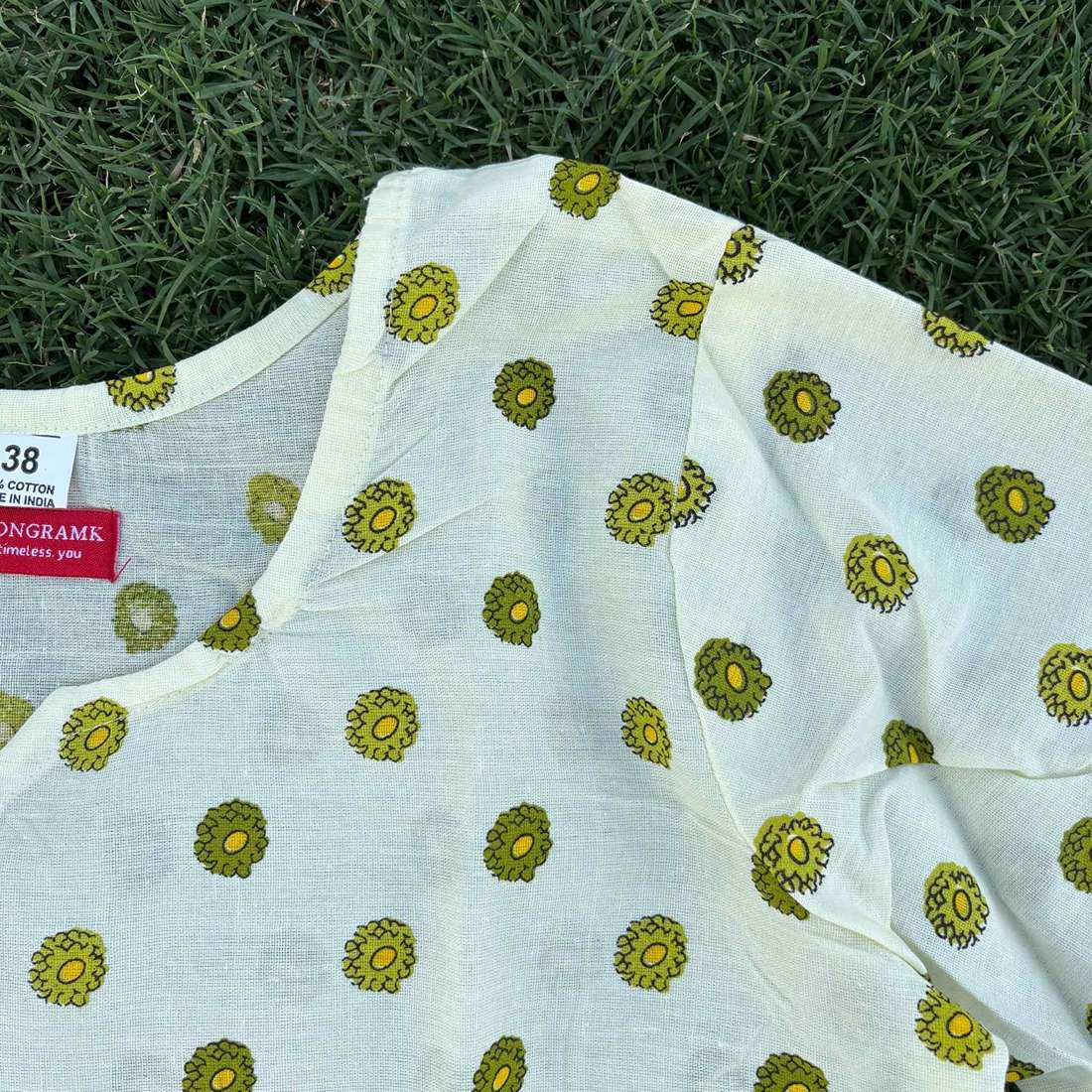 Cotton Green White Printed Co-ord Set For Women