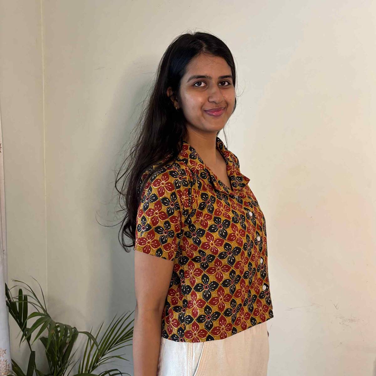 Jaipuri Print Pure Cotton Crop Shirt  For Women