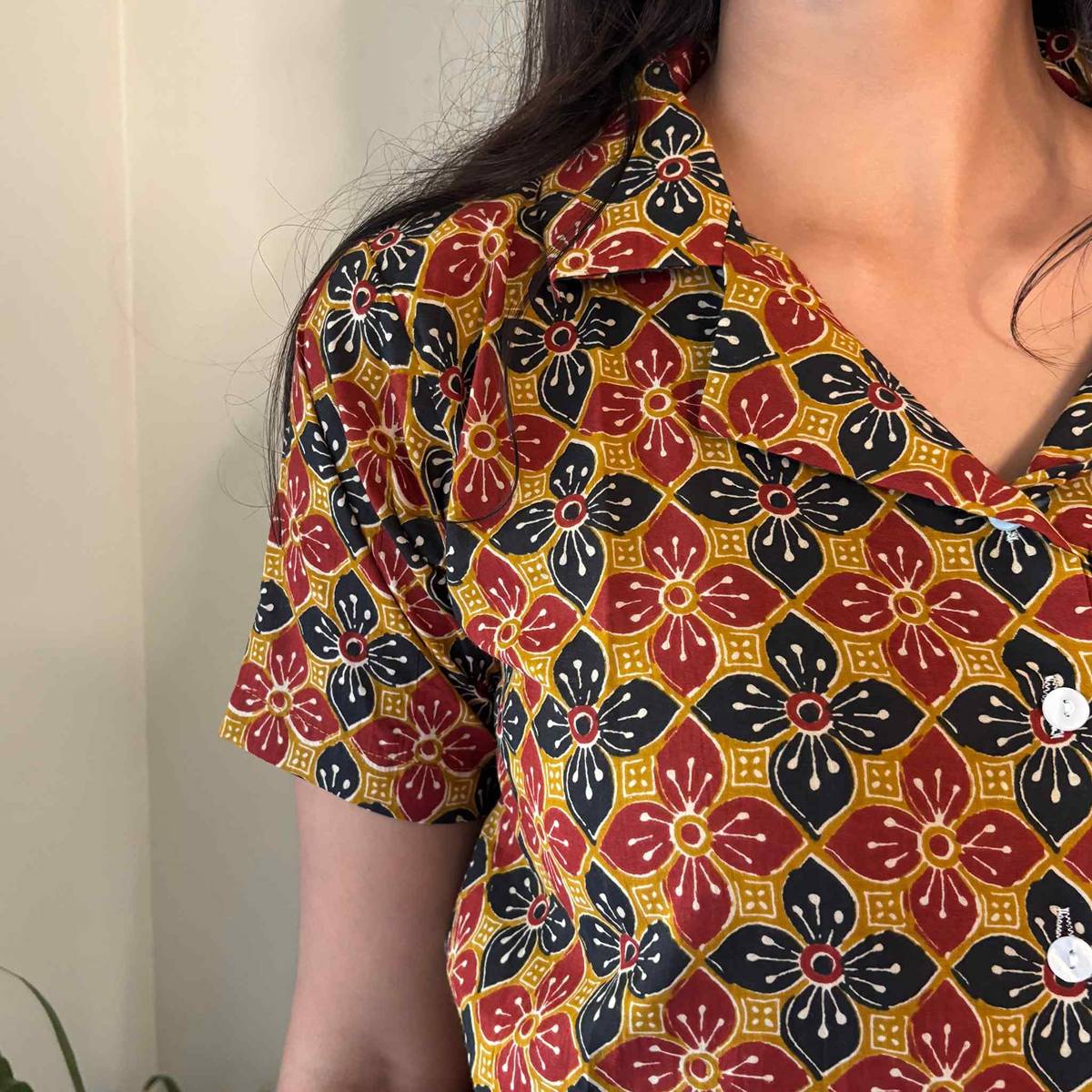 Jaipuri Print Pure Cotton Crop Shirt  For Women