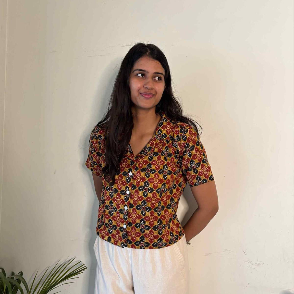 Jaipuri Print Pure Cotton Crop Shirt  For Women
