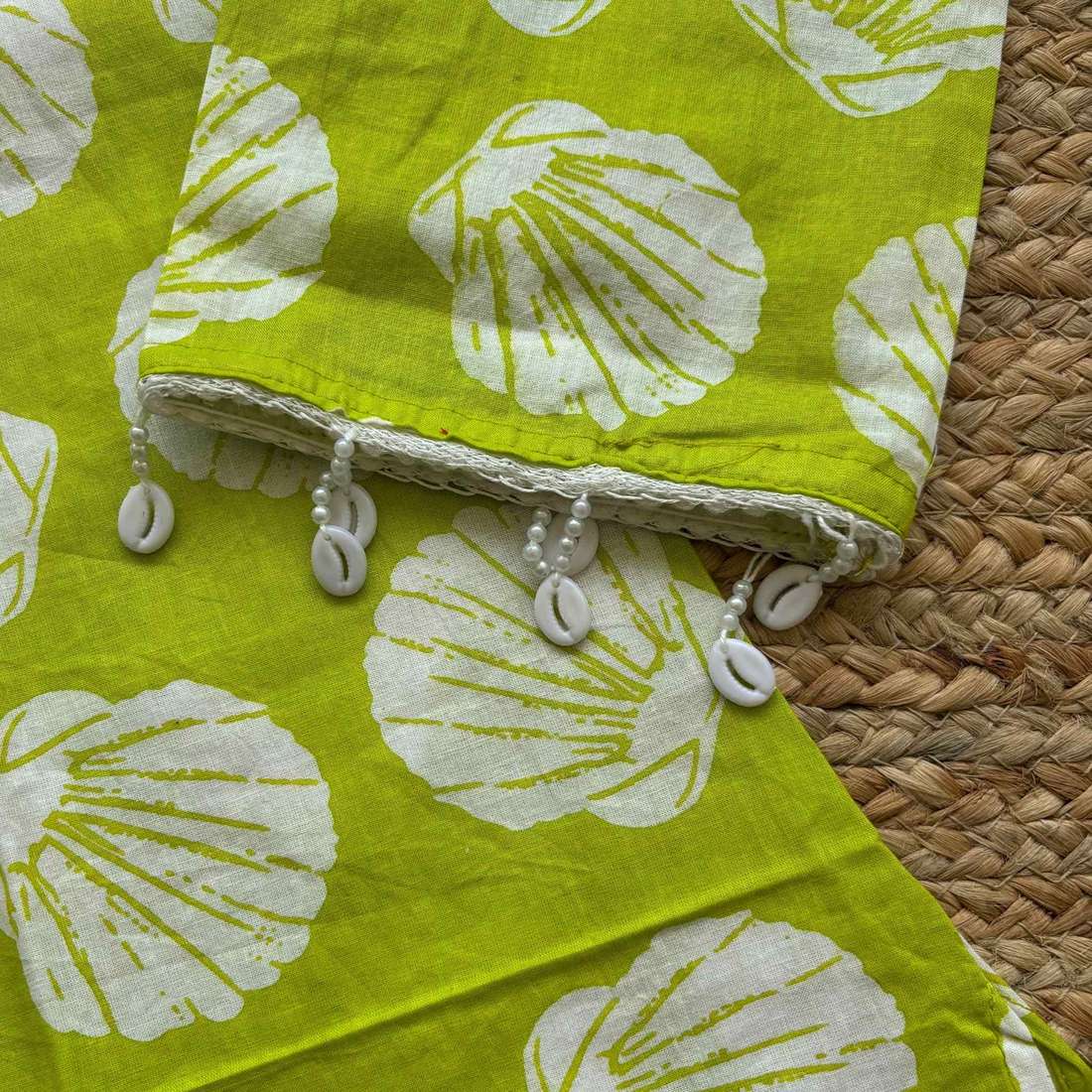 Neon Green Cotton Square Neck Kurti For Women