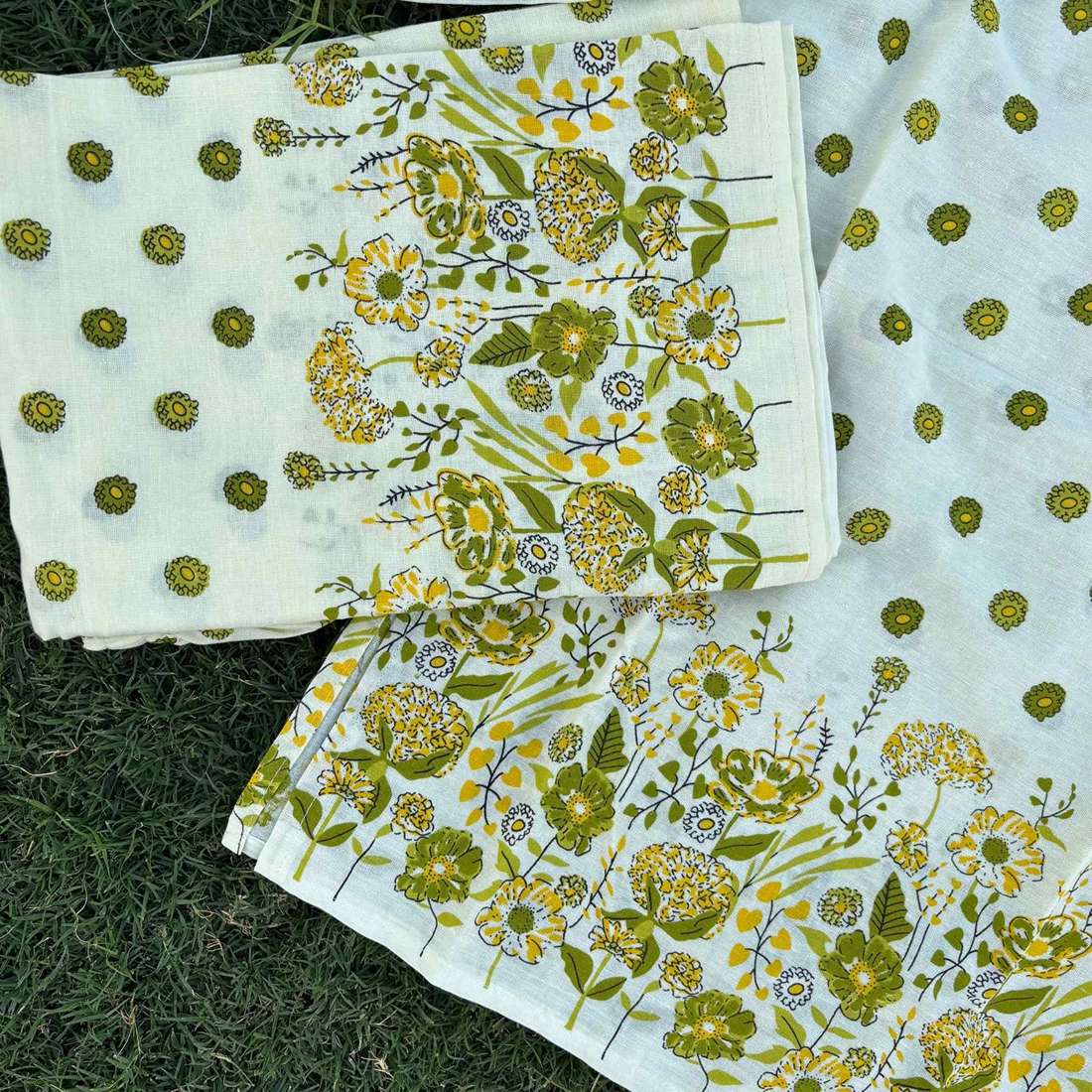 Cotton Green White Printed Co-ord Set For Women