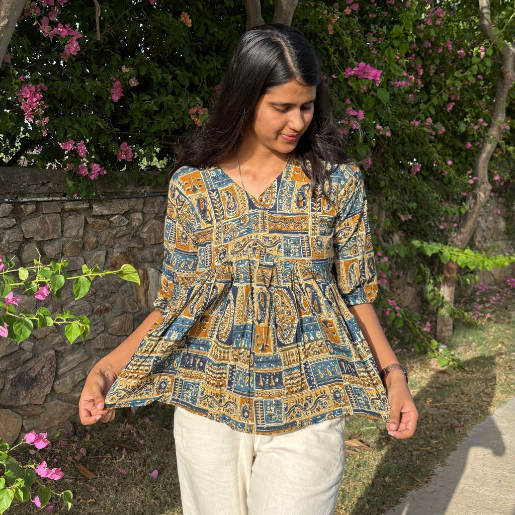 Pure Cotton Alia Cut Printed Short Kurti For Women