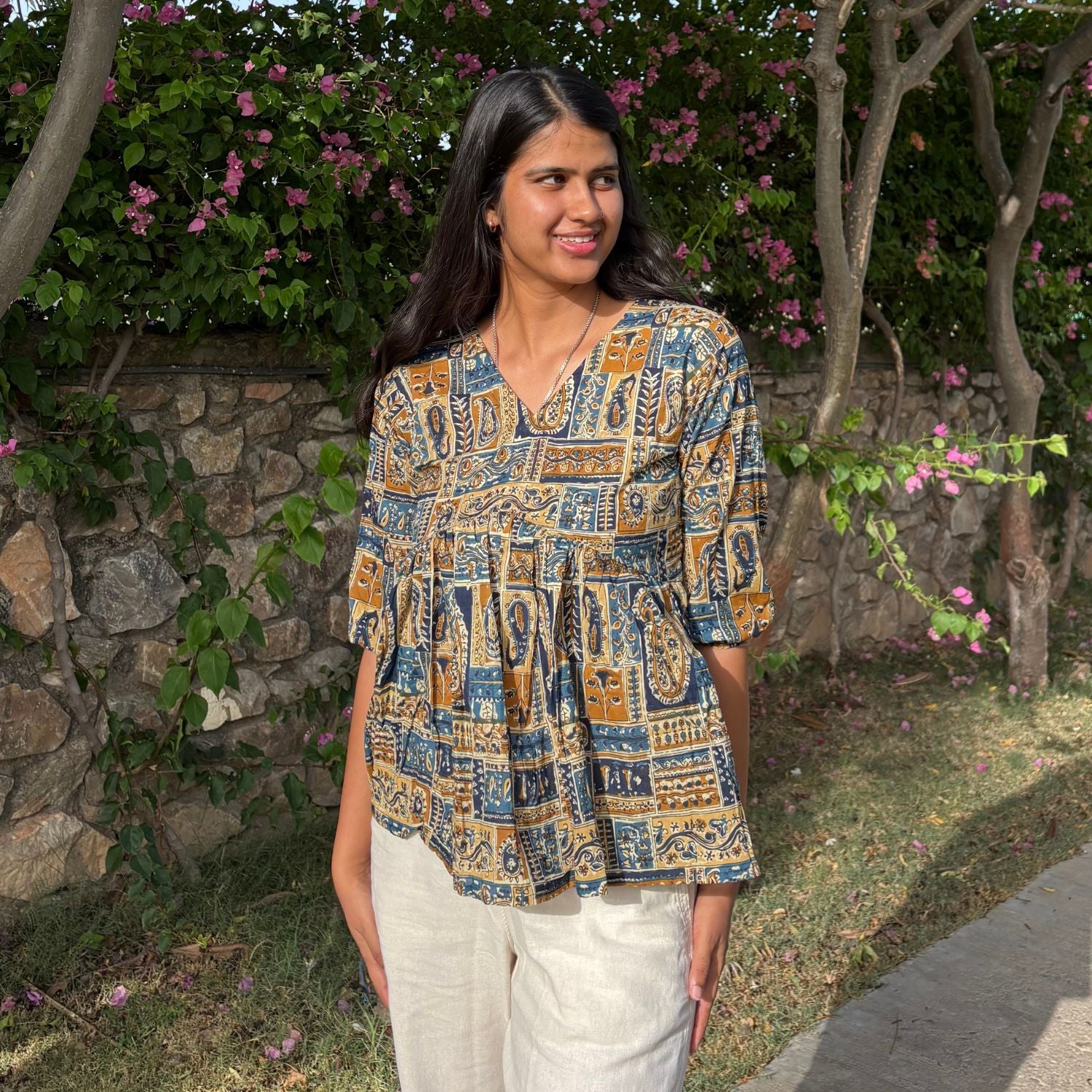 Pure Cotton Alia Cut Printed Short Kurti For Women