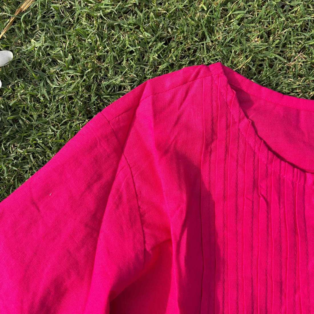 Rani Pink Pure Cotton Embroidered Co-ord Set With Printex Work For Women