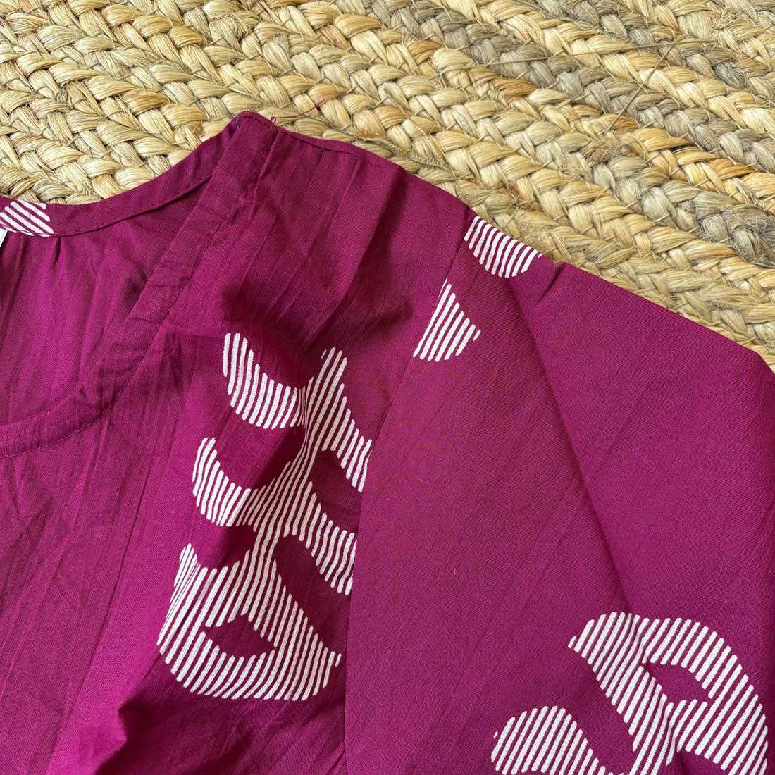 Dark Pink Color Pure Cotton 3/4th Sleeves Short Kurti For Women