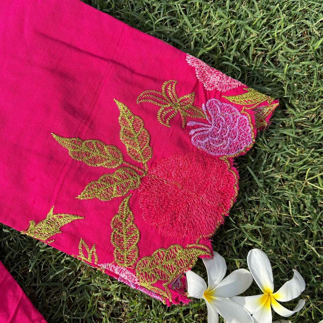 Rani Pink Pure Cotton Embroidered Co-ord Set With Printex Work For Women