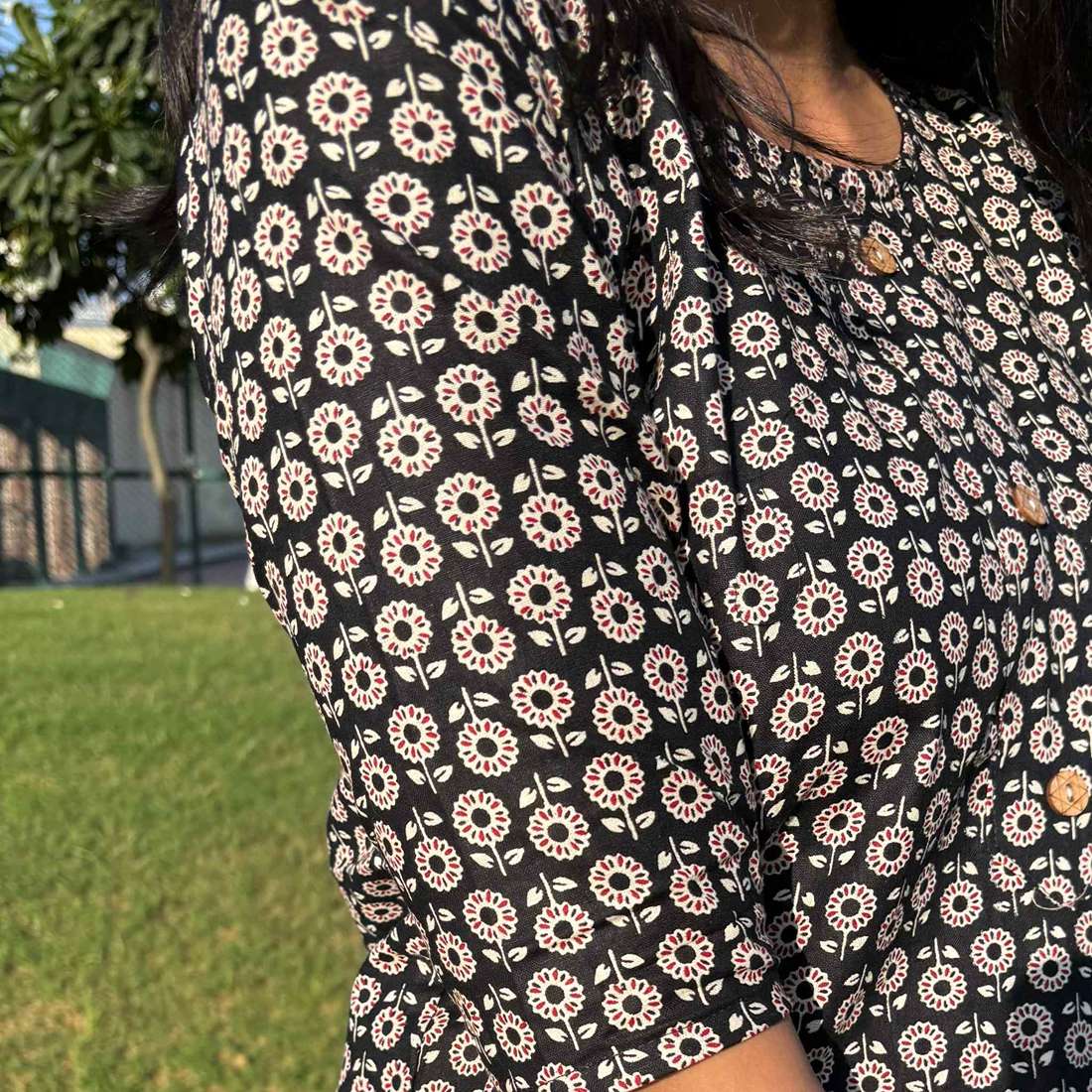 Daily Wear Black Printed Short Kurti For Women