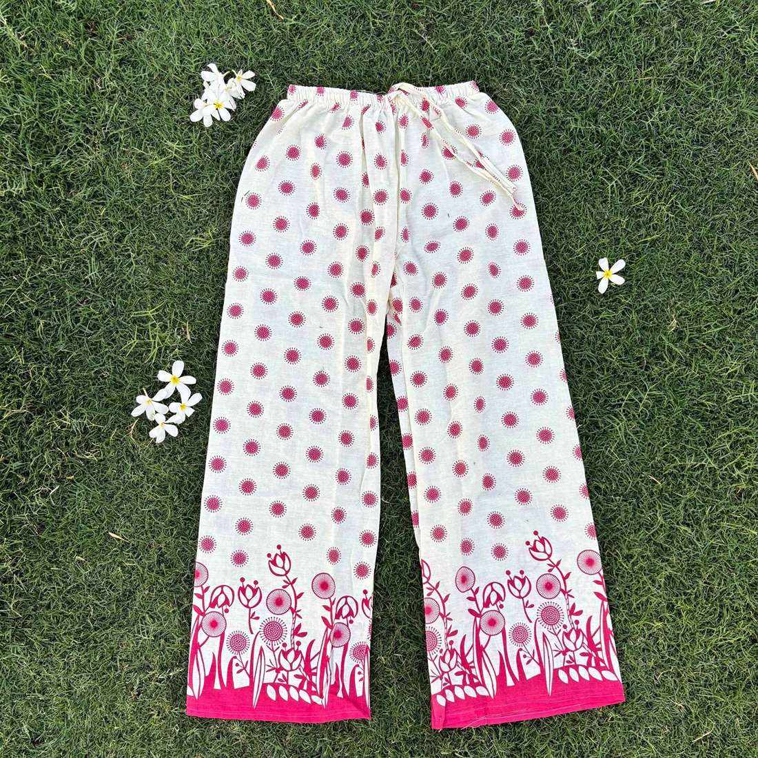 Cotton Pink White Printed Co-ord Set For Women