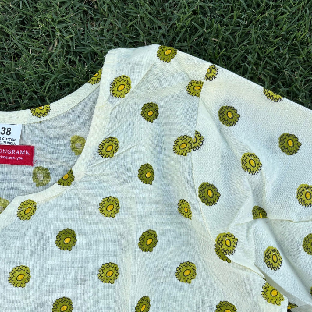 Cotton Green White Printed Co-ord Set For Women