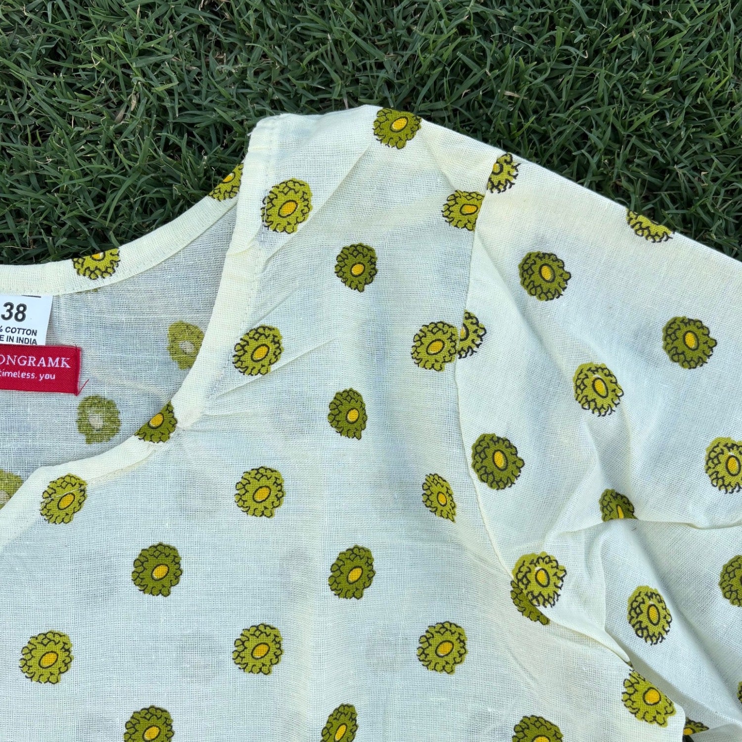 Cotton Green White Printed Co-ord Set For Women