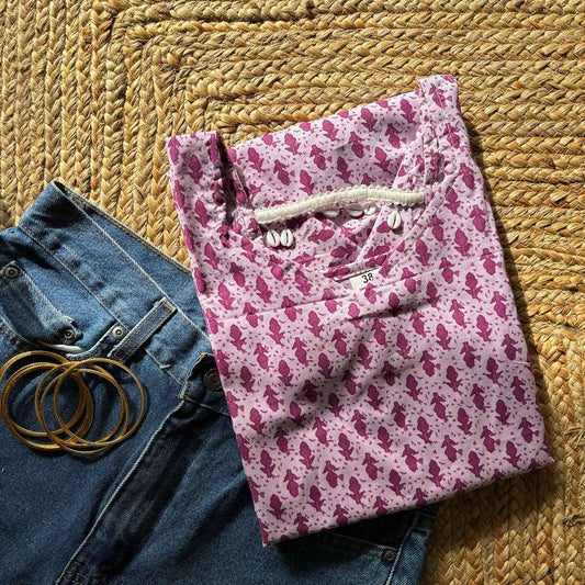 Trending Kurti in Light Purple Color, Bell sleeves For Women