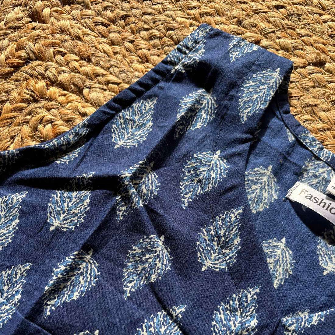 Cut Sleeves Pure Cotton Blue Color Jaipuri Print Short Kurti For Women