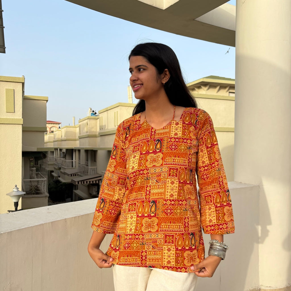 Jaipuri Print Corset Back Kurti Pure Cotton For Women
