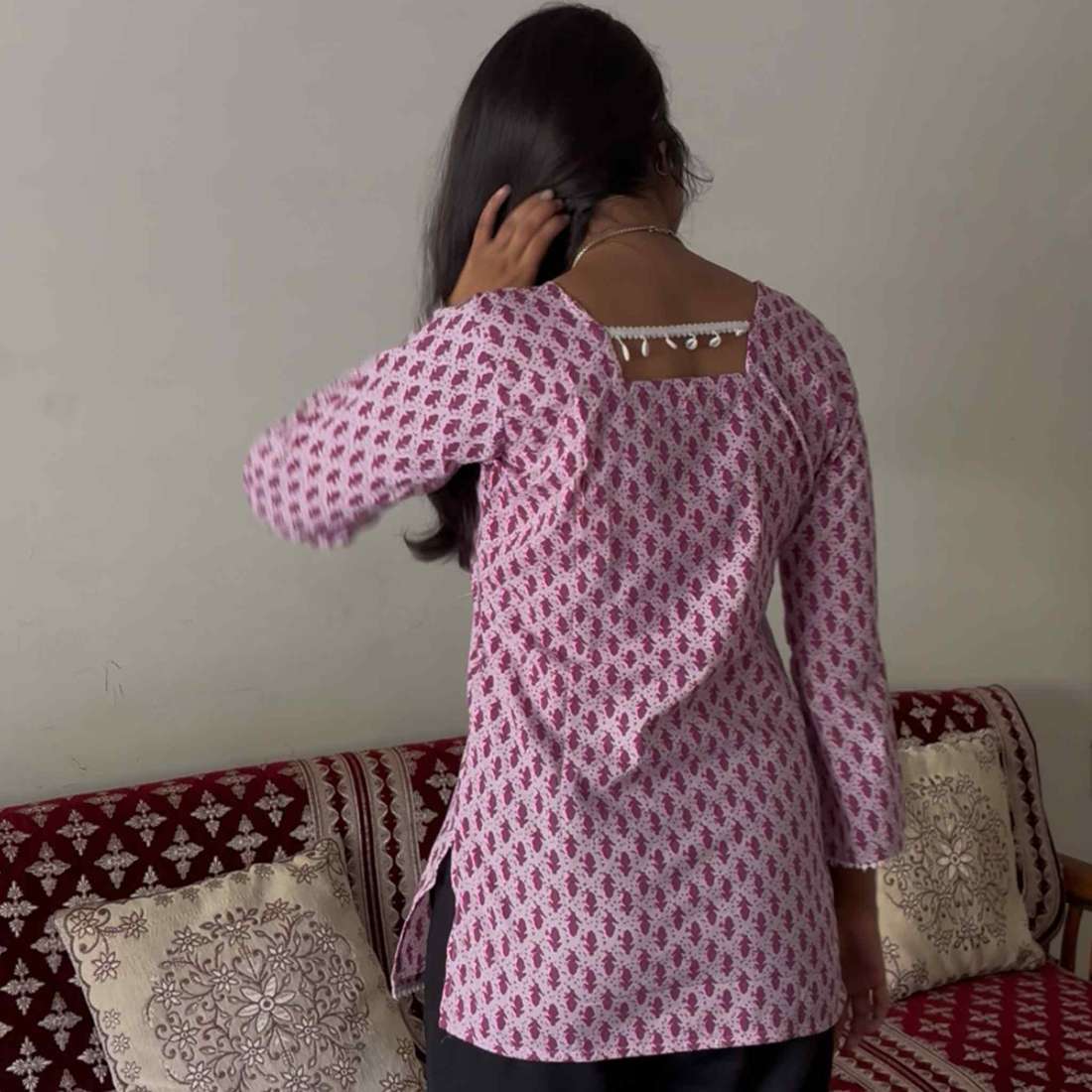 Trending Kurti in Light Purple Color, Bell sleeves For Women