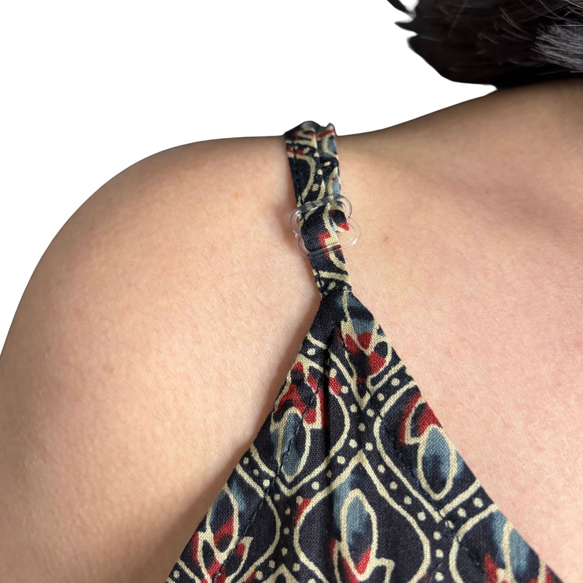 Black Cotton Printed Peplum Strap Top For Women Sleeveless