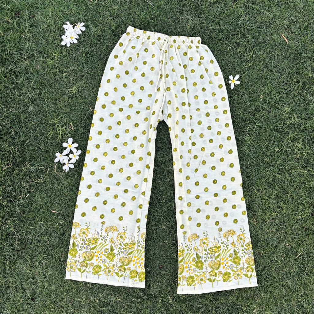 Cotton Green White Printed Co-ord Set For Women