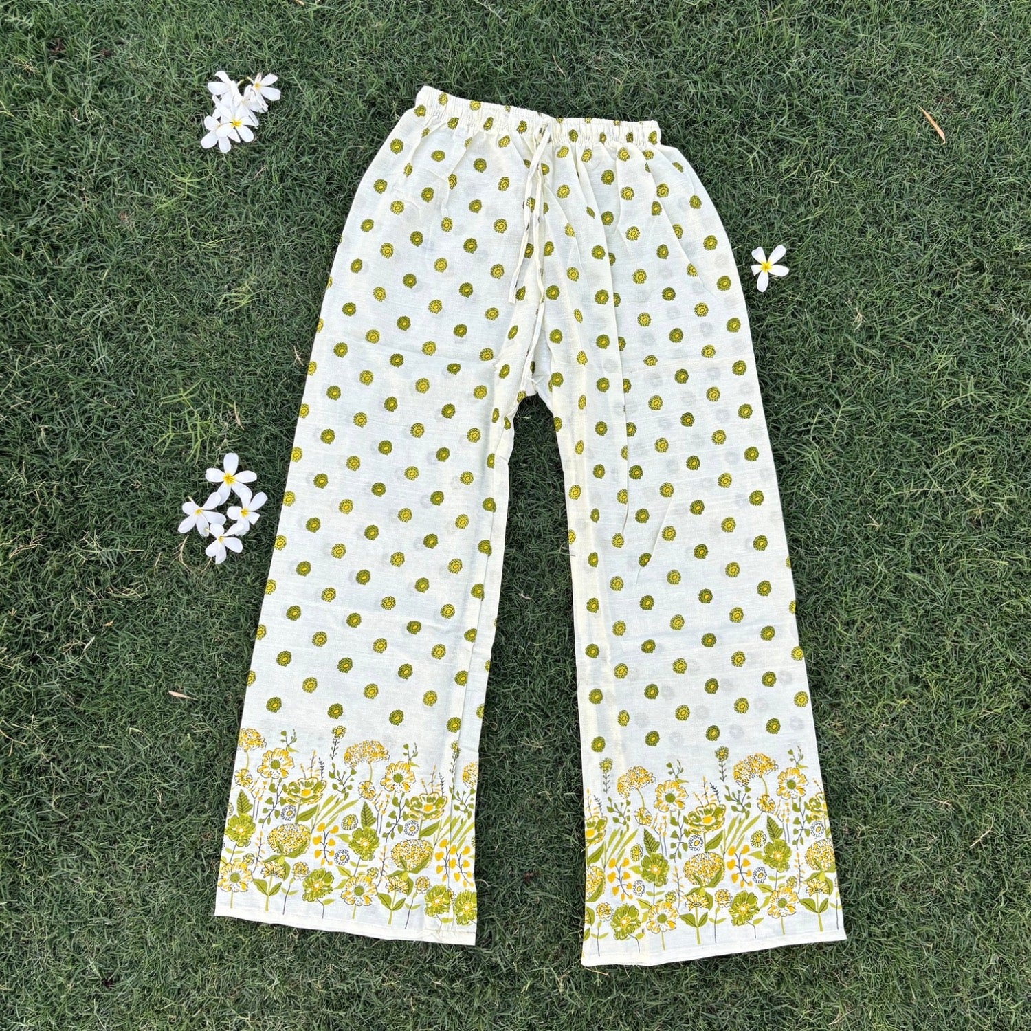 Cotton Green White Printed Co-ord Set For Women