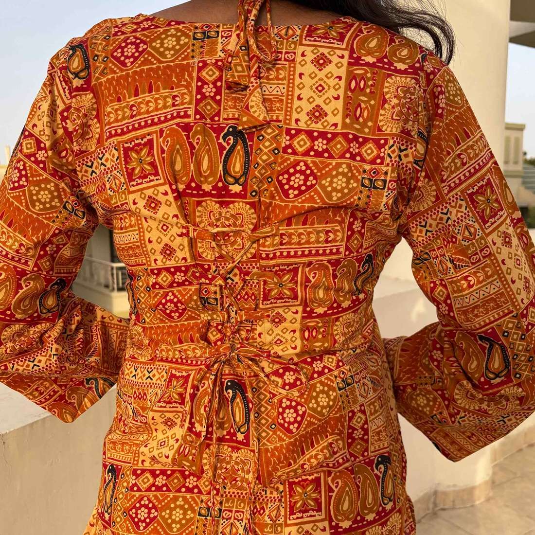 Jaipuri Print Corset Back Kurti Pure Cotton For Women