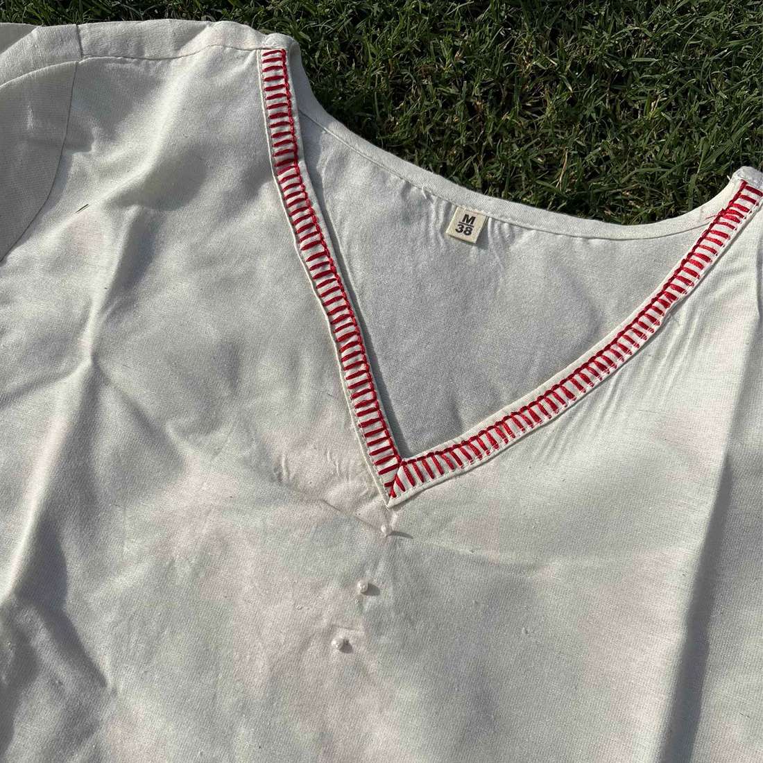 White Color Co-Ord Set With Floral Pink Embroidery On Kurti & Pant For Women