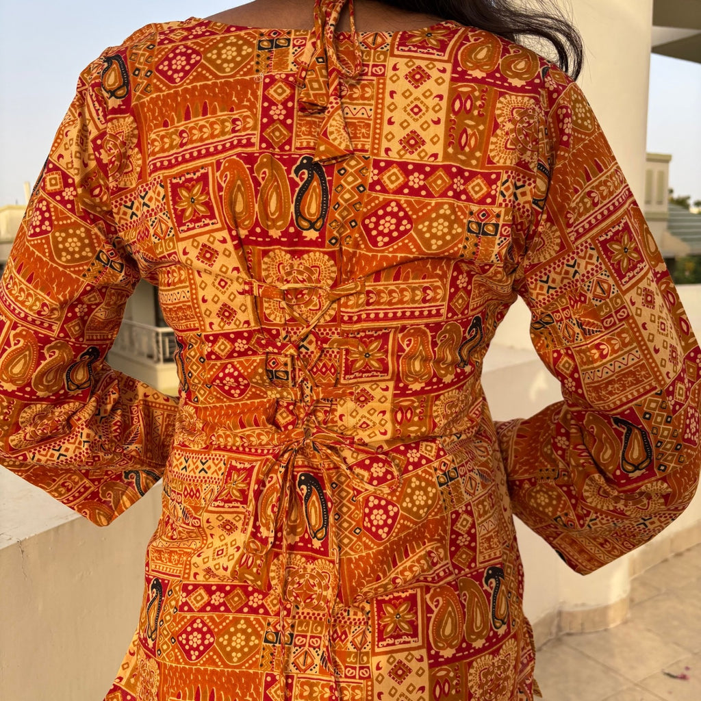 Jaipuri Print Corset Back Kurti Pure Cotton For Women