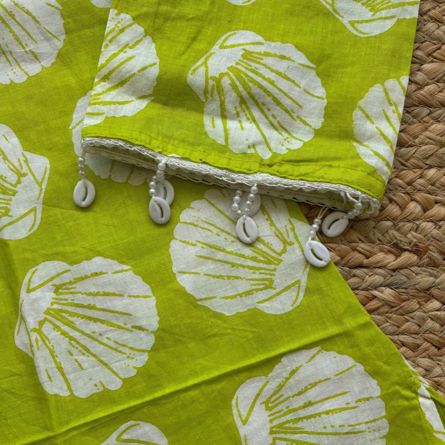 Neon Green Cotton Square Neck Kurti For Women