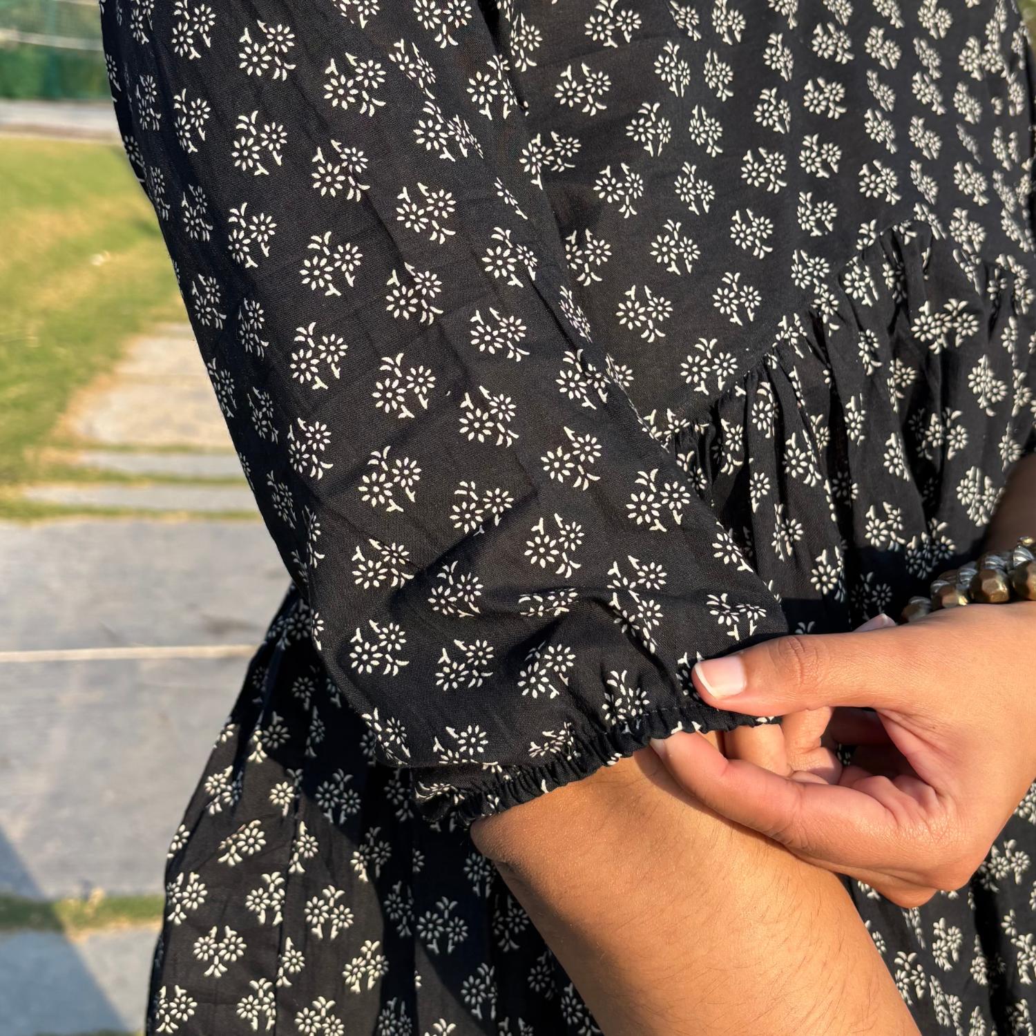 Alia Cut Pure Cotton Black Printed Short Kurti For Women