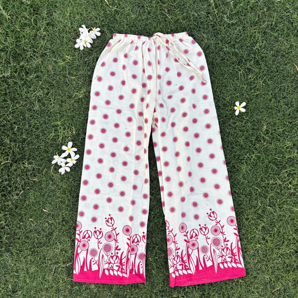 Cotton Pink White Printed Co-ord Set For Women