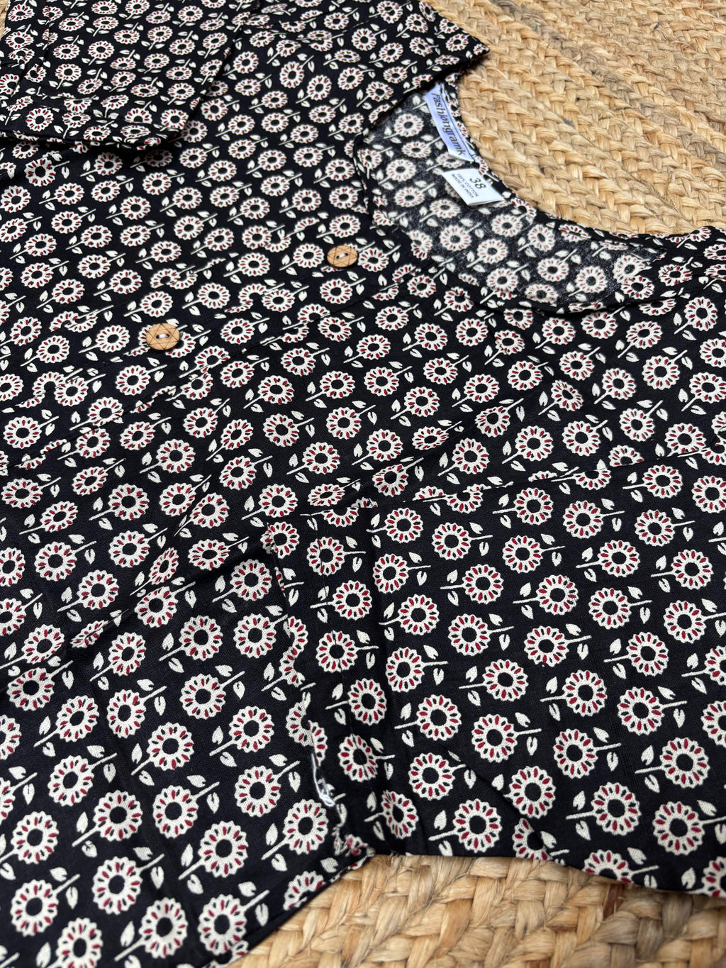 Daily Wear Black Printed Short Kurti For Women